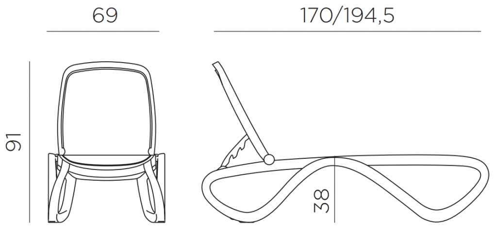 Шезлонг-лежак пластиковый Omega кофе, бежевый
