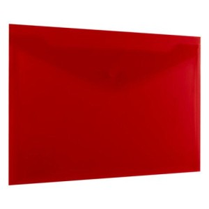 Папка-конверт с кнопкой прозрачная А4, BRAUBERG "UNIVERSAL", до 100 листов, красная, 0,15 мм, 273073