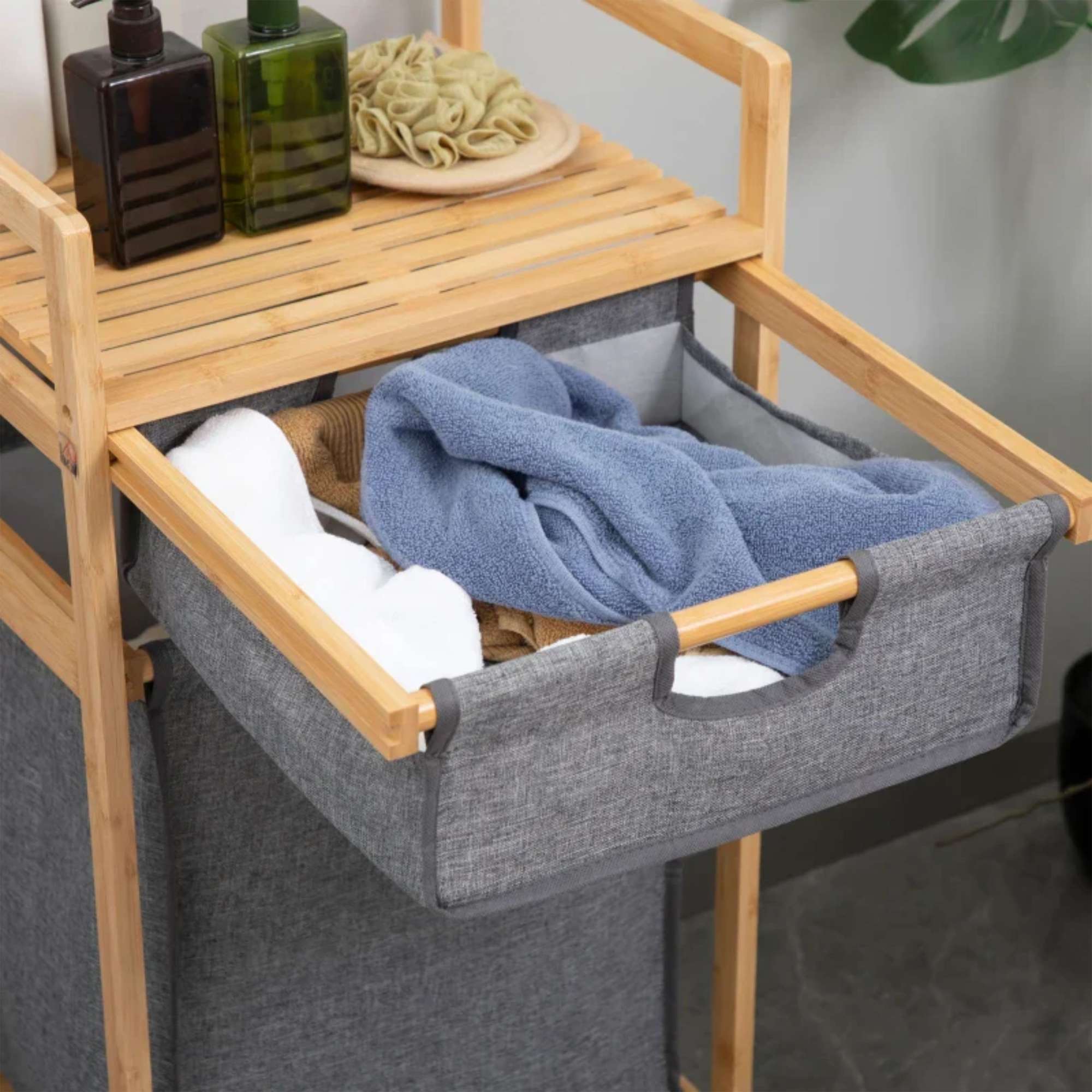 Стойка для белья LAVENDER  бамбук+серый