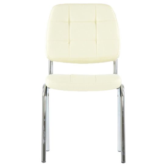 Стул для посетителей хром, бежевая кожа