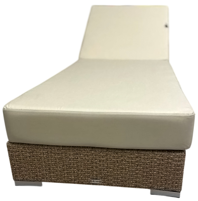 Шезлонг-лежак плетеный с матрасом Mantera бежевый люкс, светло-бежевый