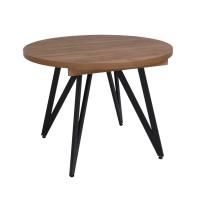 Стол Женева 3, раздвижной, Дуб Табачный Крафт \ Опора чёрный муар, D1000(1400)*750