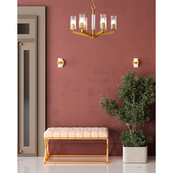 Банкетка ИНСИГНИЯ велюр бежевый сталь золото