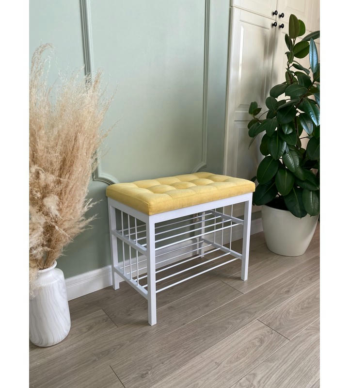 Банкетка Сканди-60-2-х полочная (желтый/белый)