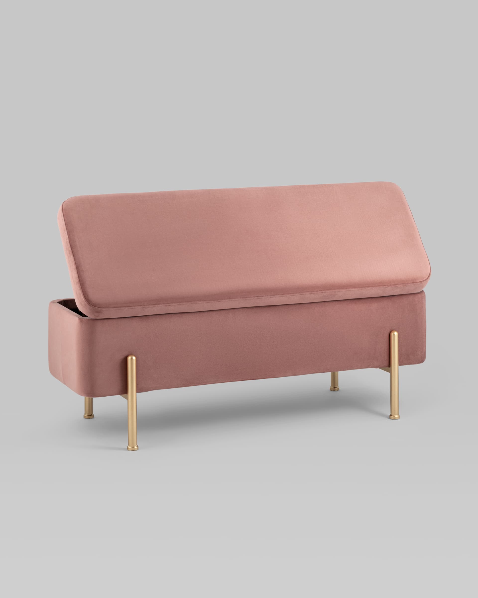 Банкетка Болейн с ящиком велюр розовый