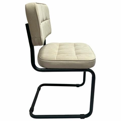 Стулья КОМПЛЕКТ 2 шт., РС14М, черный каркас, велюр, бежевый, разобранные
