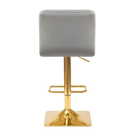 Барный стул Арканес, золотая база, велюр серый