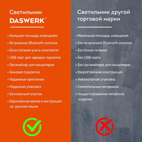 Настольная лампа / светильник с органайзером и Bluetooth колонкой, LED, 6 Вт, белый, DASWERK (ДАСВЕРК), 238328