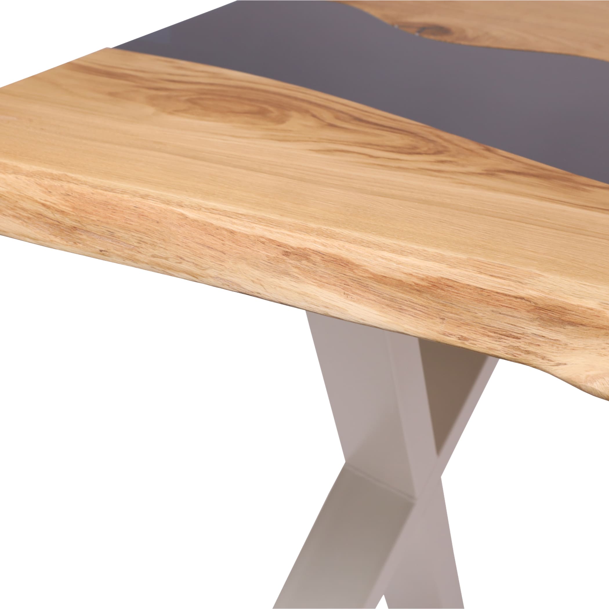 Стол Кварц, дуб натуральный + черный, массив + стекло триплекс