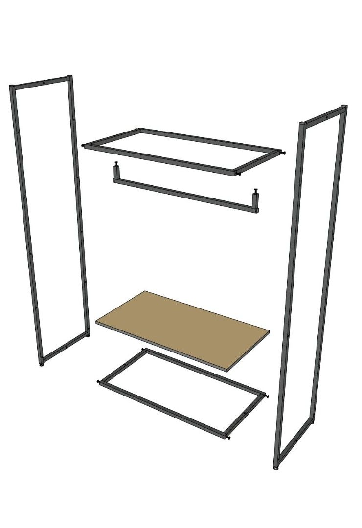 Стеллаж для одежды в стиле лофт A1790-03-ЧБ
