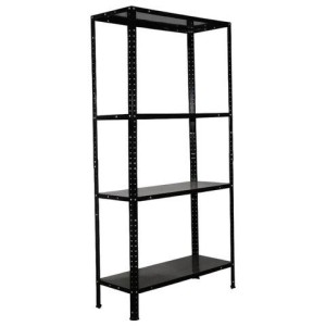 Стеллаж металлический BOOMHOUSE (БУМХАУС), 1500x750x300 мм, 4 полки, нагрузка на стеллаж до 120 кг, черный, 291420