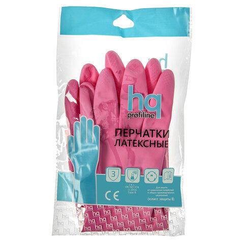 Перчатки латексные КЩС, прочные, хлопковое напыление, размер 9,5-10 XL, очень большой, красные, HQ Profiline, 73588
