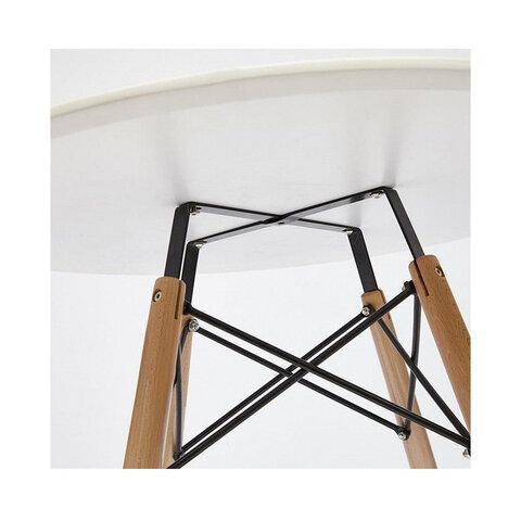 Стол обеденный BRABIX "Eames T-01", круглый диаметр 80 см, опоры дерево, пластик белый, 532633