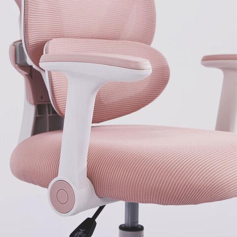 Кресло детское с подставкой для ног BRABIX KIDS "MG-220", сетка/ткань TW, розовое, 533314