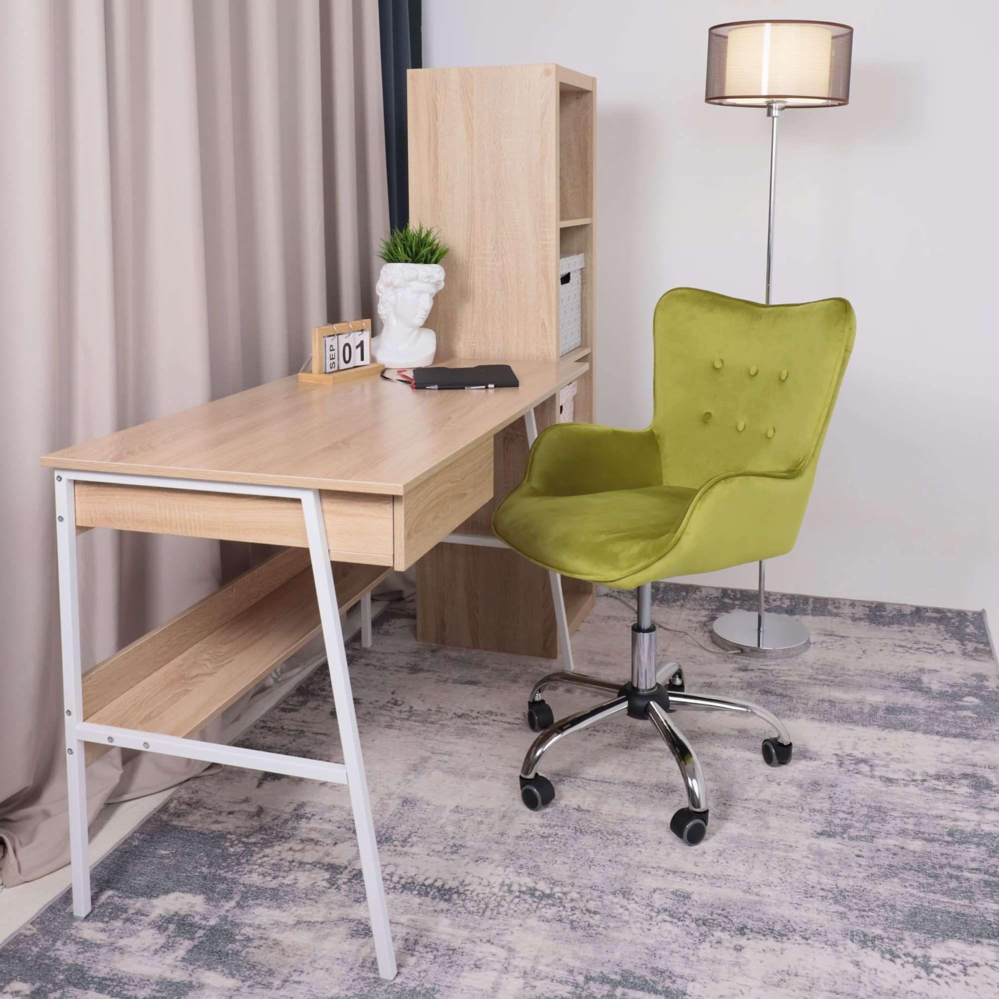 Кресло поворотное Bella, оливковый, велюр