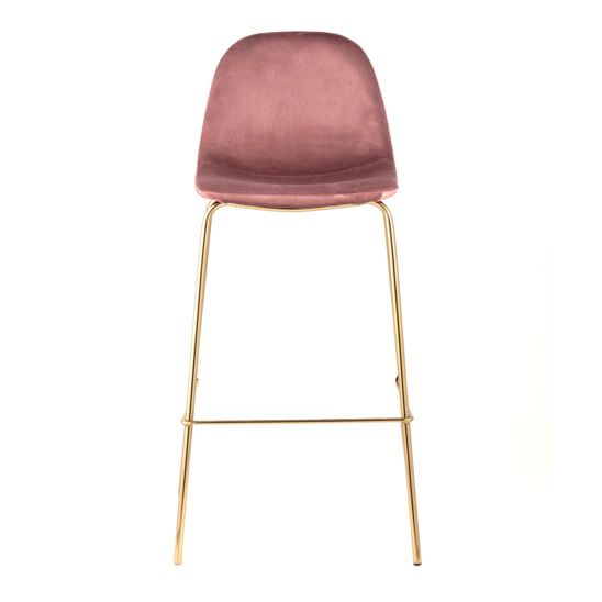 Стул барный Валенсия, велюр пыльно-розовый, золотые ножки