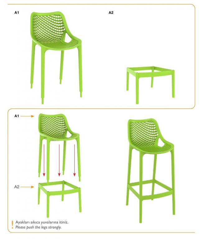 Стул пластиковый барный Air Bar 75 черный