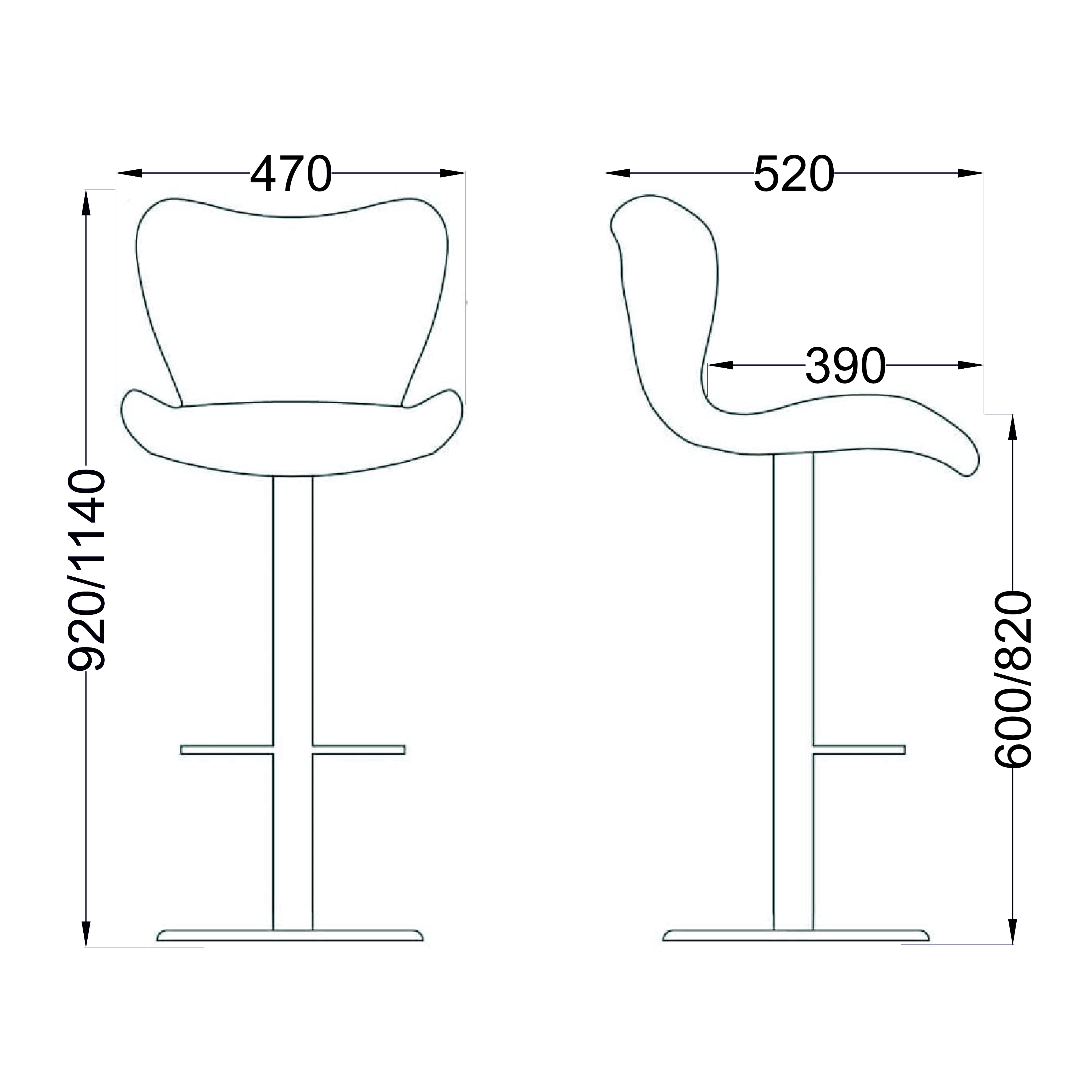 Стул барный MIST,экокожа черный/хром