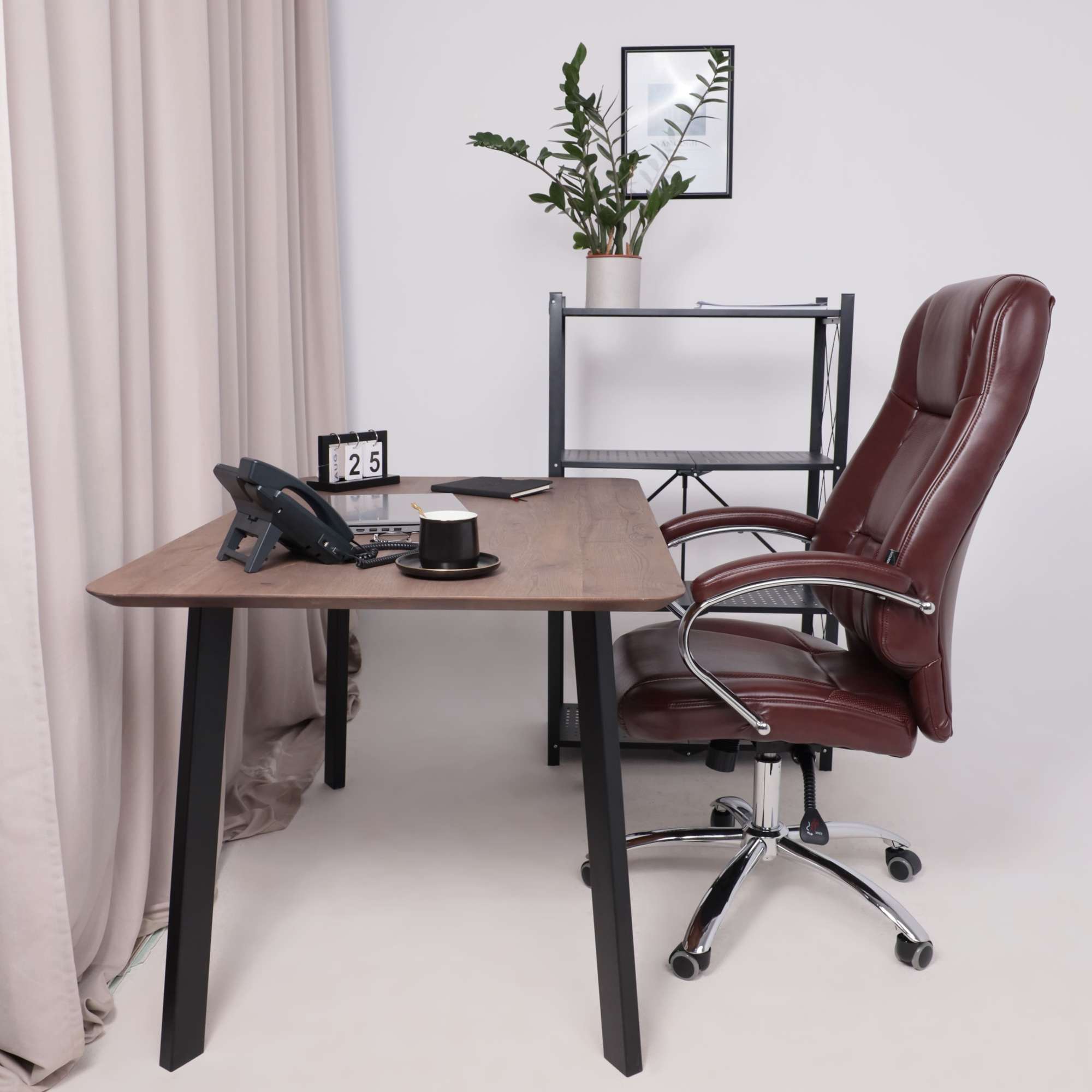 Кресло поворотное King, темно-коричневый, экокожа