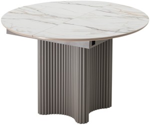 Стол АДАЖИО 115 КРУГЛЫЙ цвет МРАМОР (GILT WHITE), керамика / Латте каркас