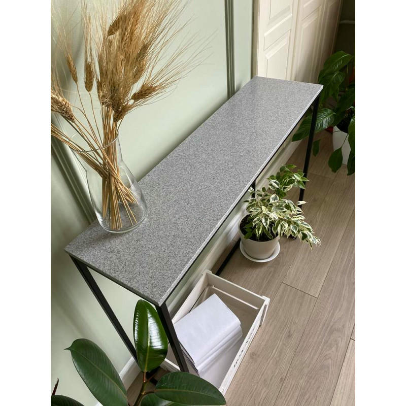 Журнальный столик искусственный камень гранит серый/каркас черный