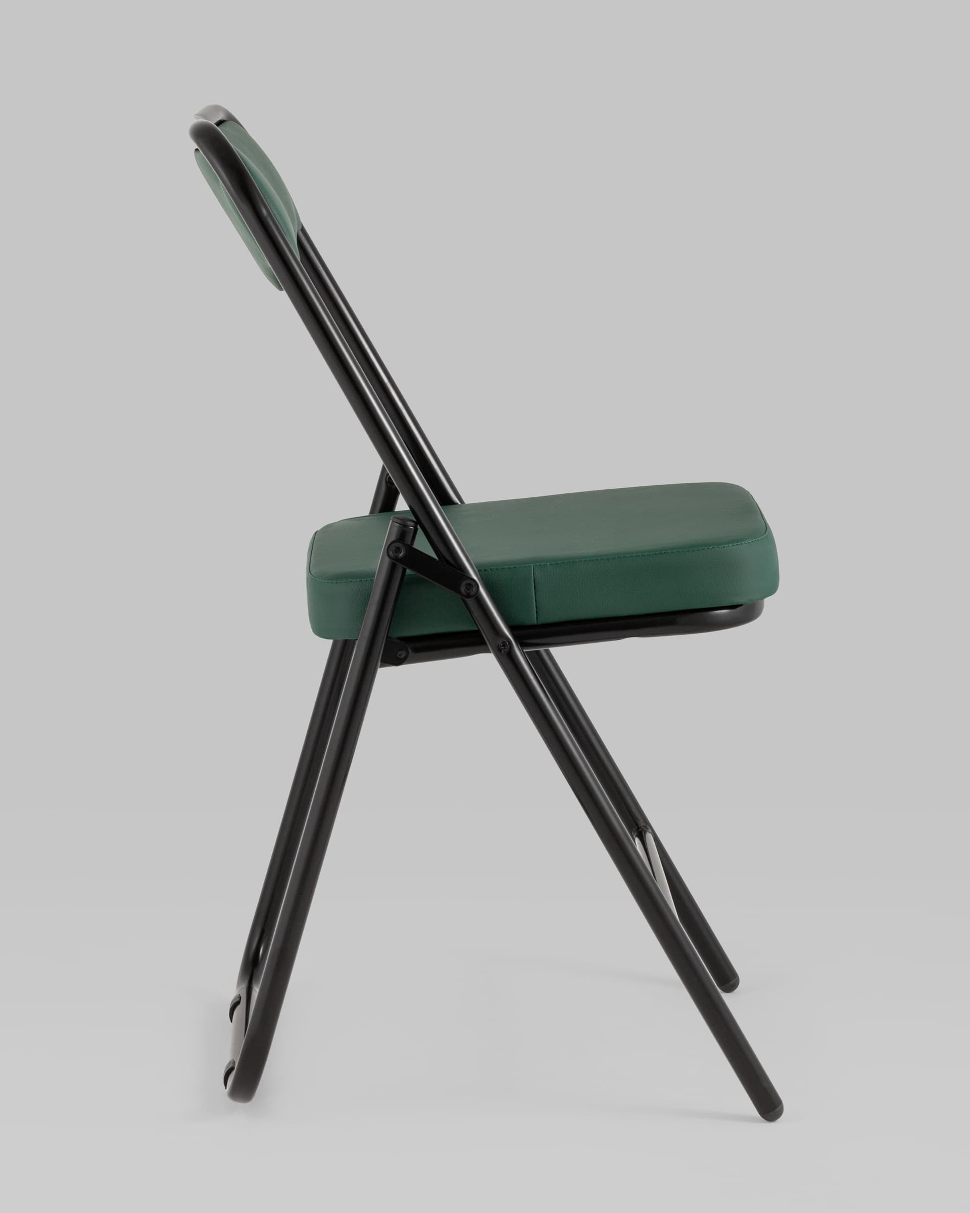 Складной стул Джонни экокожа зелёный каркас черный матовый