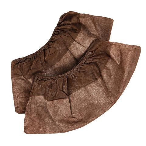 Бахилы ламинированные, КОМПЛЕКТ 500 шт., 38х16 см, спанбонд + ПВД, 100 мкм, 13 г, коричневые, ELEGREEN, ПВД-50/2р-Кор-Б