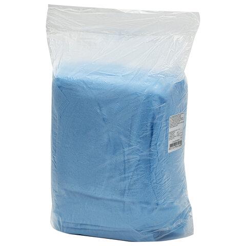 Халат одноразовый голубой на липучке КОМПЛЕКТ 10 шт, XXL, 110 см, резинка, 20 г/м2 СН