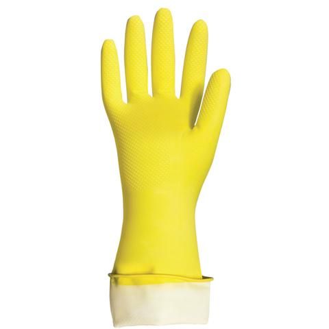 Перчатки хозяйственные латексные ЛАЙМА "Премиум", МНОГОРАЗОВЫЕ, хлопчатобумажное напыление, суперплотные, L (большой), 600272