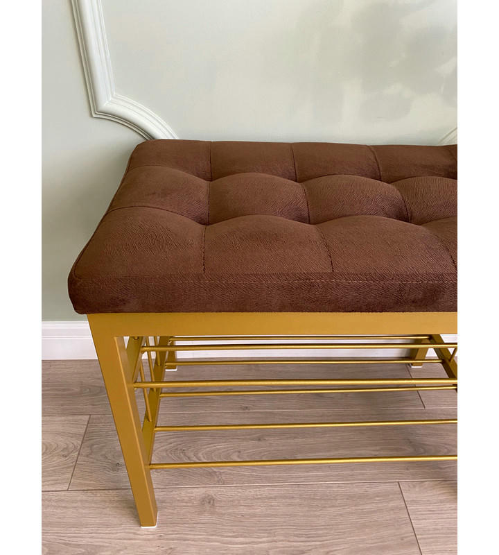 Банкетка Сканди-60-2-х полочная (коричневый/золото)