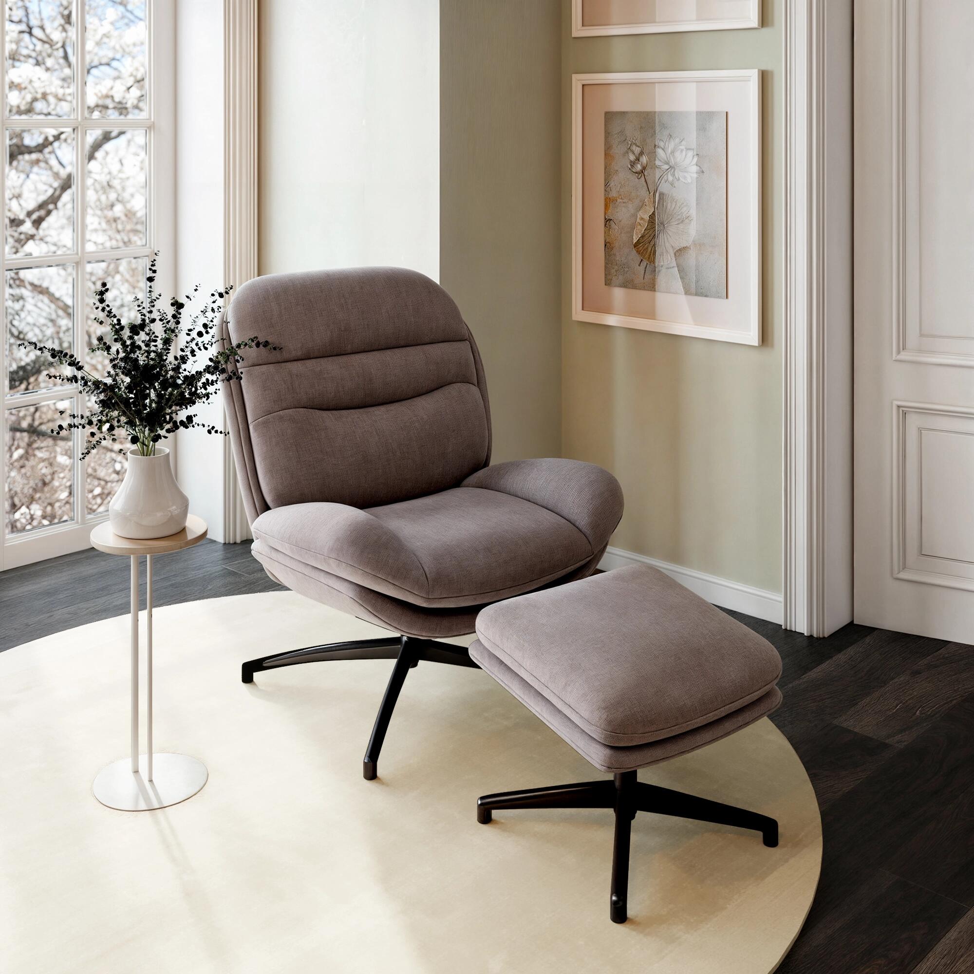 Кресло качалка с оттоманкой Магнус, серый