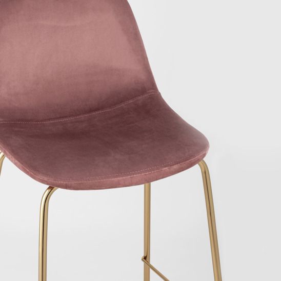 Стул барный Валенсия, велюр пыльно-розовый, золотые ножки