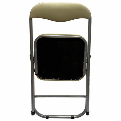 Стул складной для дома и офиса РС04К комфорт, серебристый каркас, кожзам бежевый