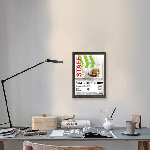 Рамка 21*30 см со стеклом, багет 18 мм, МДФ, STAFF "Grand", цвет венге, 391330