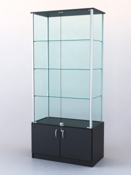 Витрина "ЛЮКС" №2 без подсветки (задняя стенка - стекло), Черный