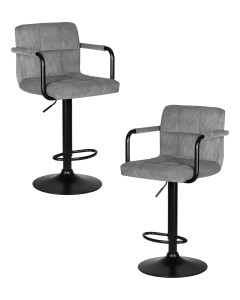Набор 2 шт Стул барный DOBRIN KRUGER ARM BLACK, серый вельвет (LAR-E2041-25)
