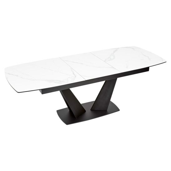 Стол Acuto 2, белый мрамор матовый, керамика/ черный каркас