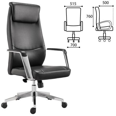 Кресло офисное BRABIX PREMIUM "Jazz EX-757", синхромеханизм, алюминий, экокожа, черное, 532489