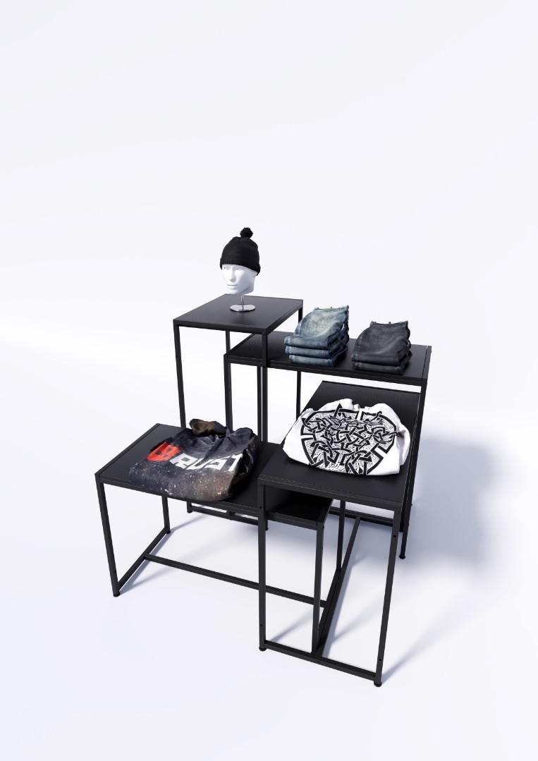 Стол TEVOLO демонстрационный черный-дуб сонома В75Ш120Г45