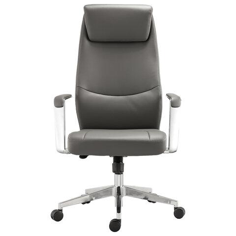 Кресло офисное BRABIX PREMIUM "Jazz EX-757", синхромеханизм, алюминий, экокожа, серое, 532490