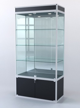 Витрина "ПРЯМОУГОЛЬНАЯ" №1-500-3 (задняя стенка - зеркало), Черный