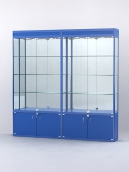Витрина "АЛПРО" №1-2м-300-3 (задняя стенка - зеркало), Синий