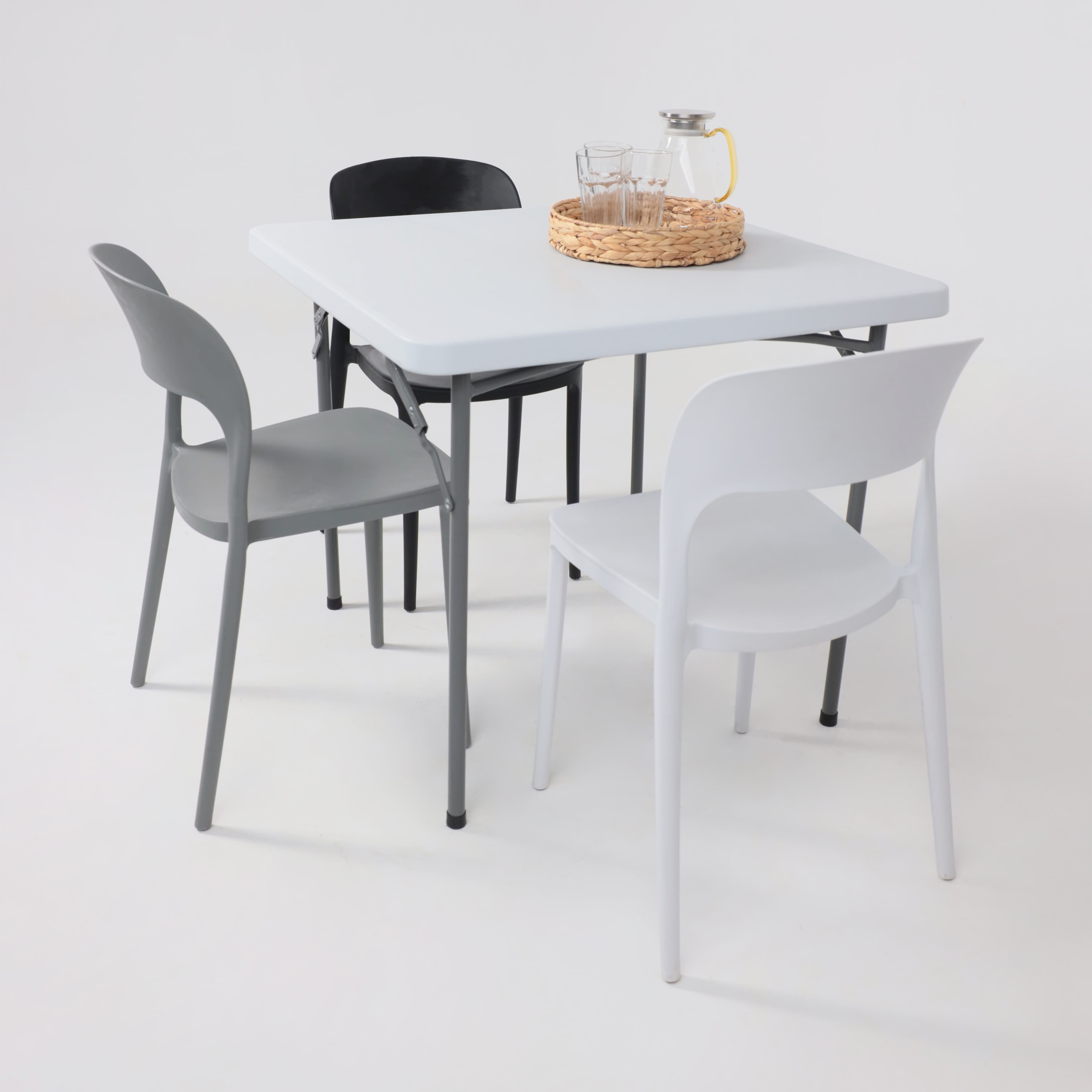 Стол садовый складной, белый, hdpe-пластик, квадратный