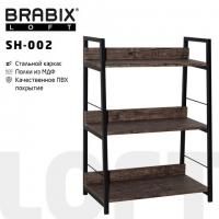 Стеллаж на металлокаркасе BRABIX "LOFT SH-002", 600х350х845 мм, цвет морёный дуб, 641231