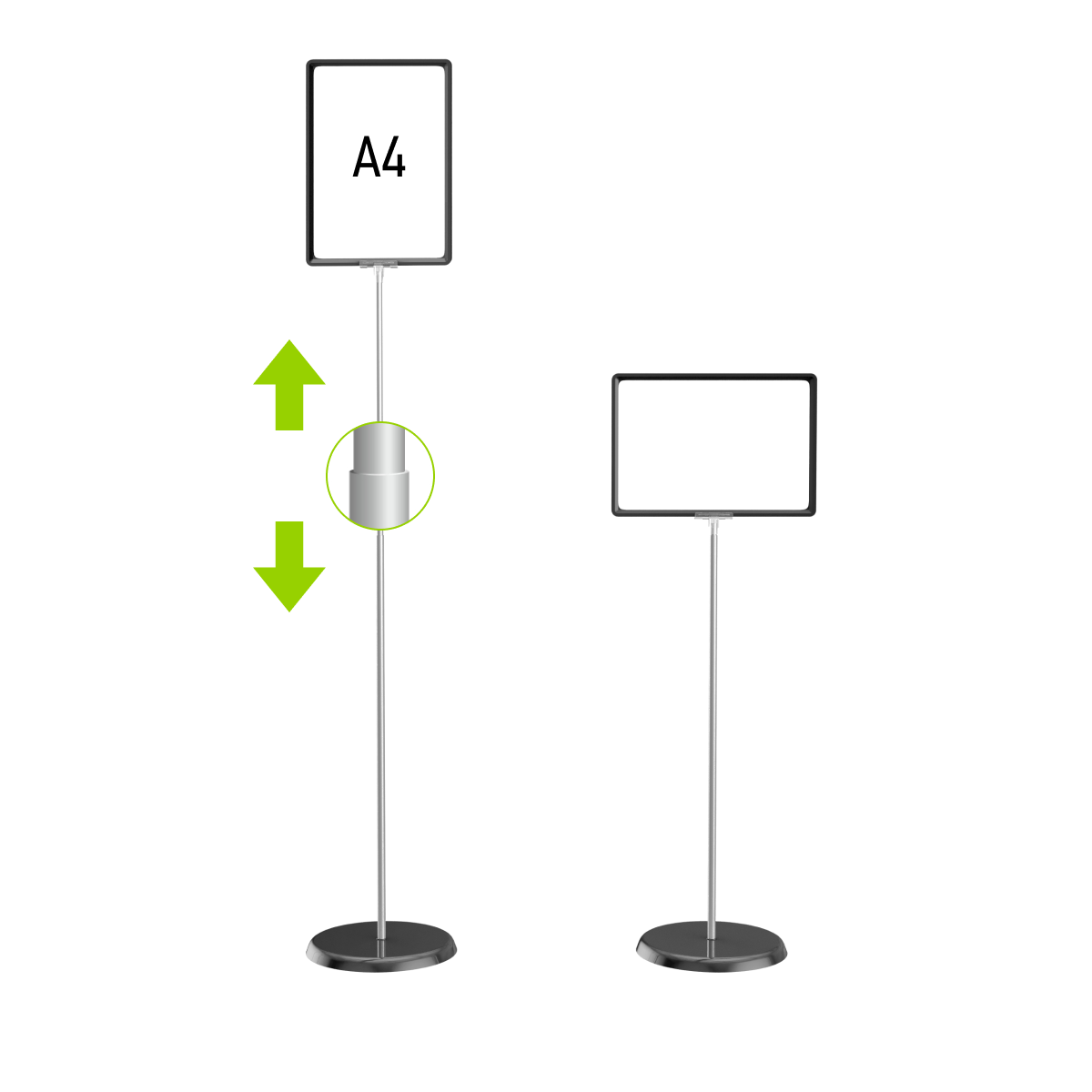 ЗНАК А4 Стойка информационная телескопическая черная П.02.04цвет Черный