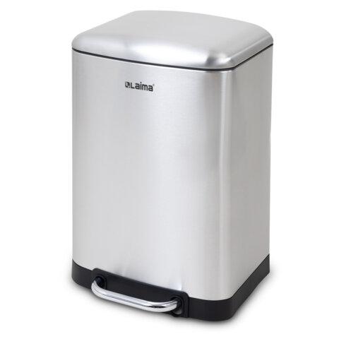 Ведро мусорное с педалью 12 л, крышка с доводчиком, стальное, БЕЗ ОТПЕЧАТКОВ, LAIMA ULTRA, 701568