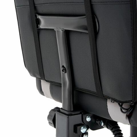 Кресло компьютерное CROMEX "Quantum GM-155 RGB", подсветка, две подушки, экокожа, черное/красное/серое, 532955