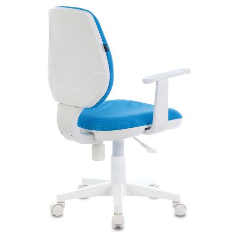 Кресло BRABIX "Fancy MG-201W, с подлокотниками, пластик белый, голубое, 532411, MG-201W_532411