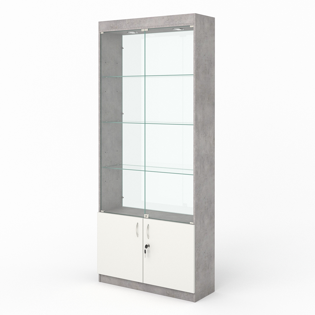 Витрина №300-2 (с дверками, задняя стенка - стекло)