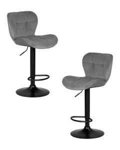 Набор 2 шт Стул барный DOBRIN BARNY BLACK, серый велюр (MJ9-75)